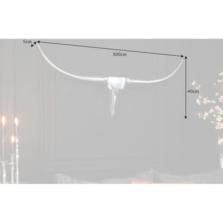 riess-ambiente Wanddekoobjekt BULL L 100cm silber, Stierkopf · Modern Design · Wanddekoration · Metall – Bild 7