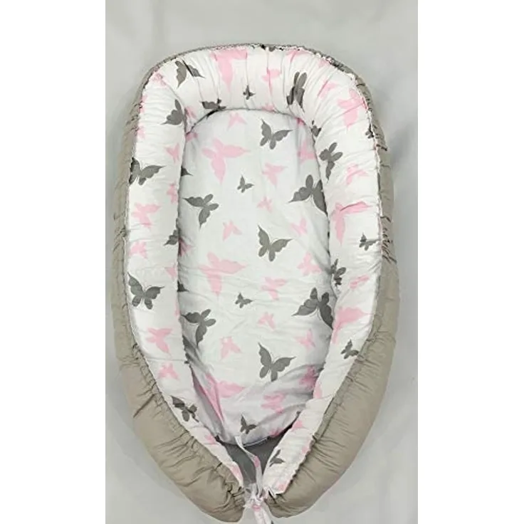 Multifunktionale Kuschelnest Babynest Kokon für Babys und Säuglinge, Nestchen, Reisebett, 100% Baumwolle und Plüsch Minky, antiallergisch, Grau/Sterne