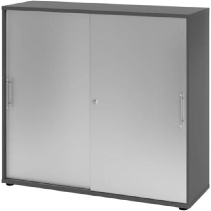 HAMMERBACHER Schiebetürschrank - 3OH 120 cm Relinggriff Graphit/Silber