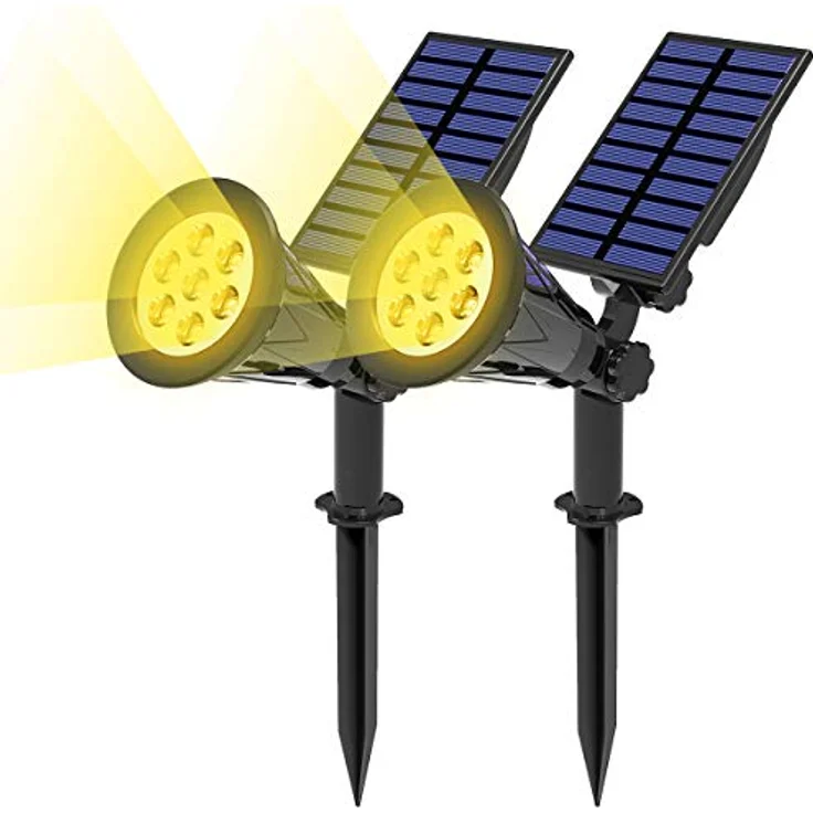 T-SUN Garten Solarleuchten, 2 Stücke Outdoor Wandleuchte mit 2 Beleuchtungsmodi, wasserdicht, 2700K, für Garten und Hof – Bild 1