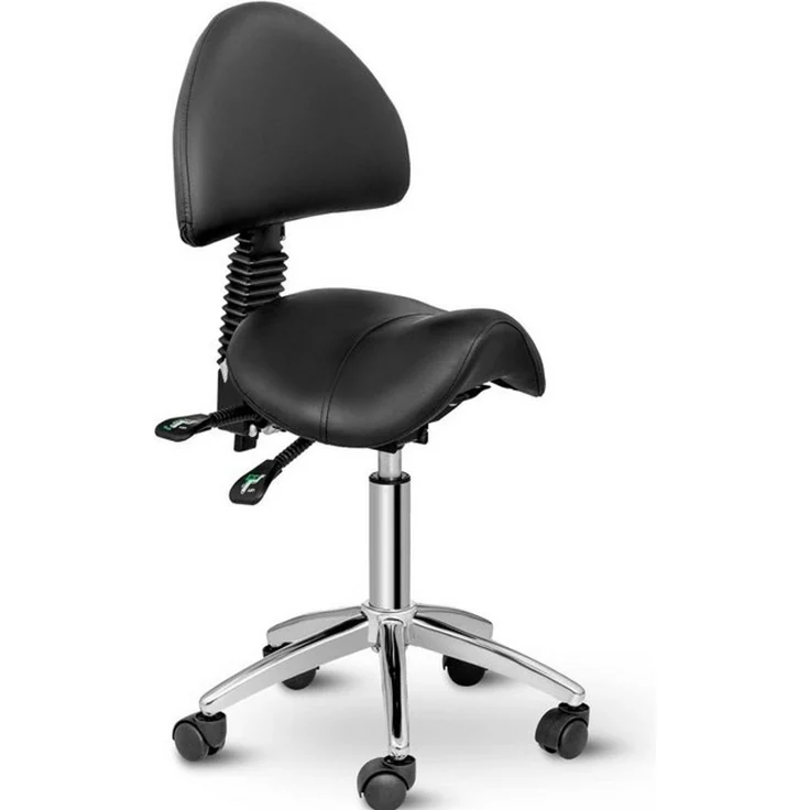 Physa Drehstuhl Sattelstuhl Arbeitsstuhl Rollhocker Mit Lehne Verstellbar Schwarz – Bild 4