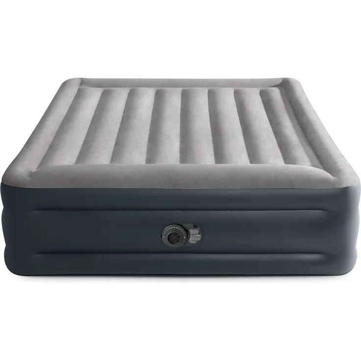 Intex 'DuraBeam DeluxePillowRestRaised' Luftbett mit eingebauter, elektrischer Pumpe, PVC grau / schwarz, 152x203 cm