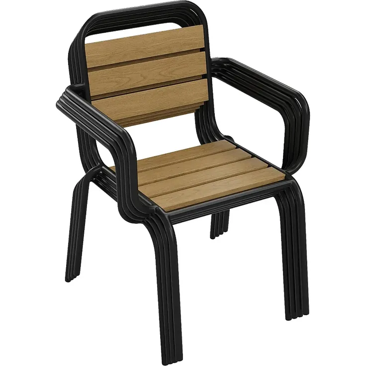 Vente-unique - LYLIOS Garden dining set Metall Schwarz - B 59,5 cm x H 80 cm x L 54 cm – Bild 5