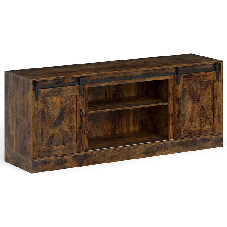 TV Schrank mit 2 Schiebetüren & Verstellbaren Regalen TV-Ständer für bis 70" Fernseher Lowboard – Bild 1