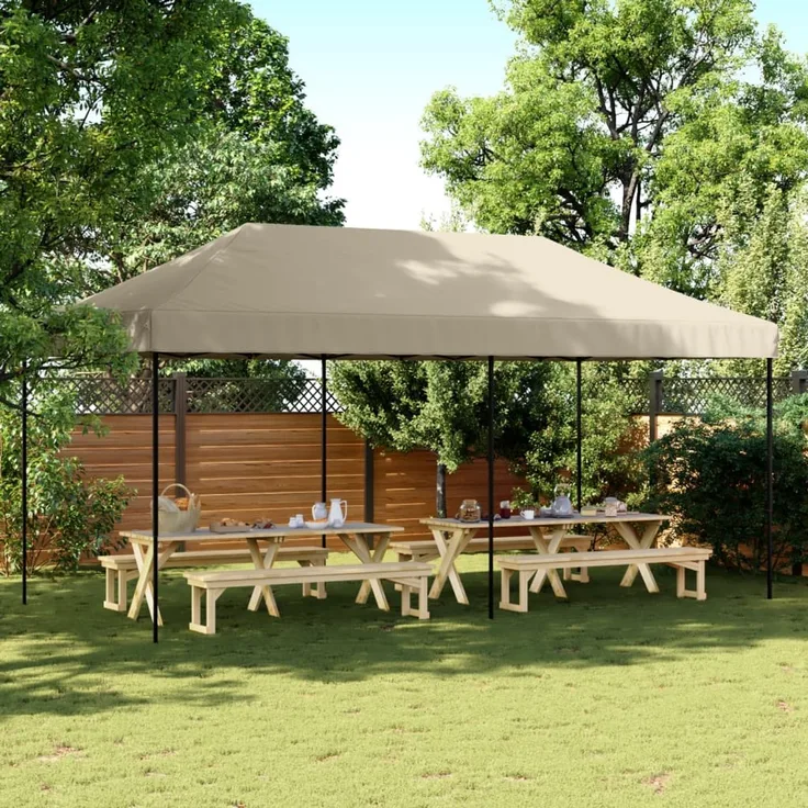 Partyzelt Faltbar, Gartenzelt Pop-Up Taupe 580x292x315 cm