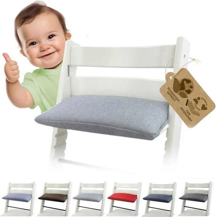 BAMBINIWELT Sitzauflage, kompatibel mit Stokke 'Tripp Trapp' Hochstuhl, 1-teilig meliert hellgrau
