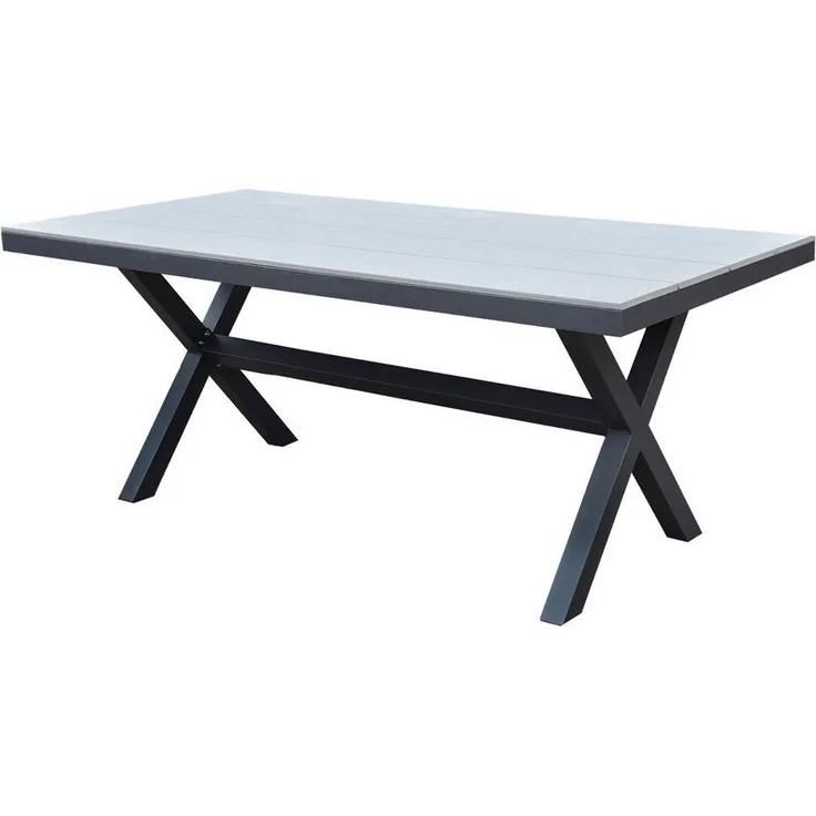 osoltus Gartentisch X Leg Aluminium Kunststoffholz 180 x 90 cm Ash Grey