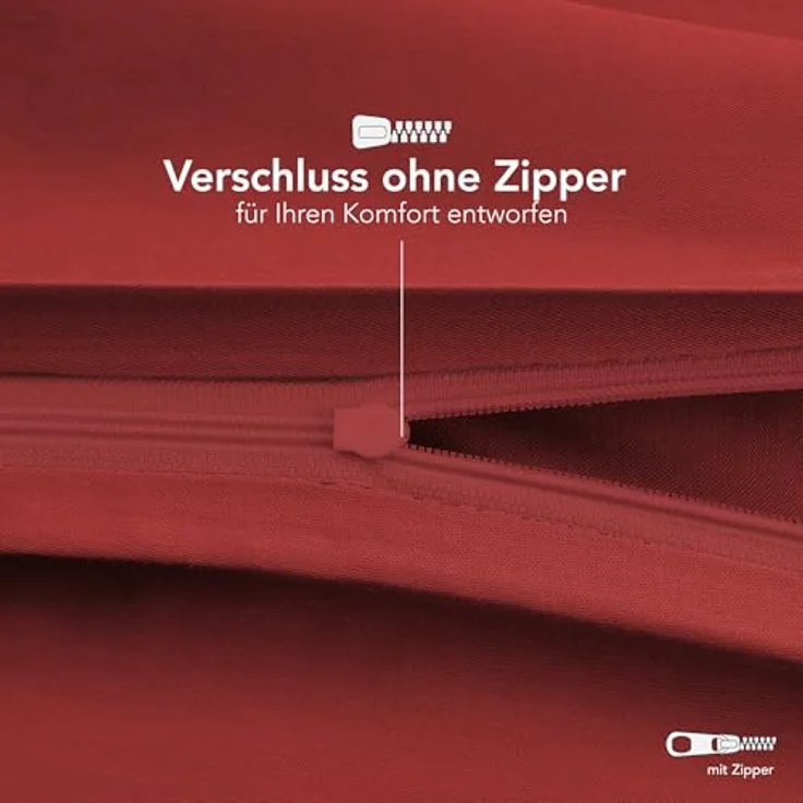 Kissenbezug 80x80 (Set mit 2) - 100% Jersey Baumwolle 150 g/qm Kissenbezüge -Rot - Für Kissen 80x80 cm - Kissenhülle - Kissenbezug - Resistent und Hypoallergen - Dreamzie – Bild 5