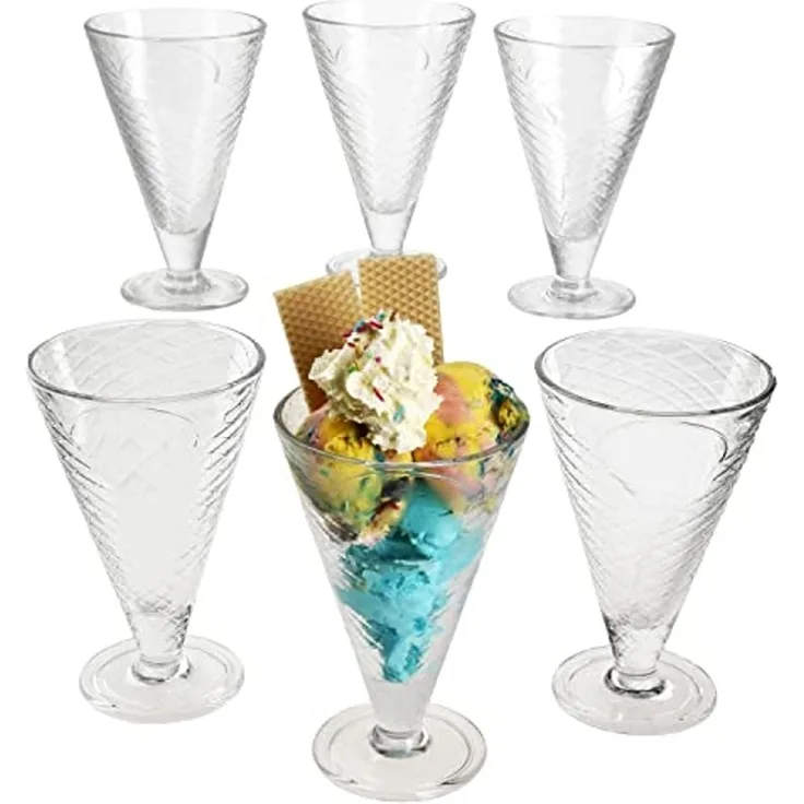 MamboCat Eisschale 6er Set COPA HELADO Eisbecher 340ml auf Fuß Glas - 31705, Glas