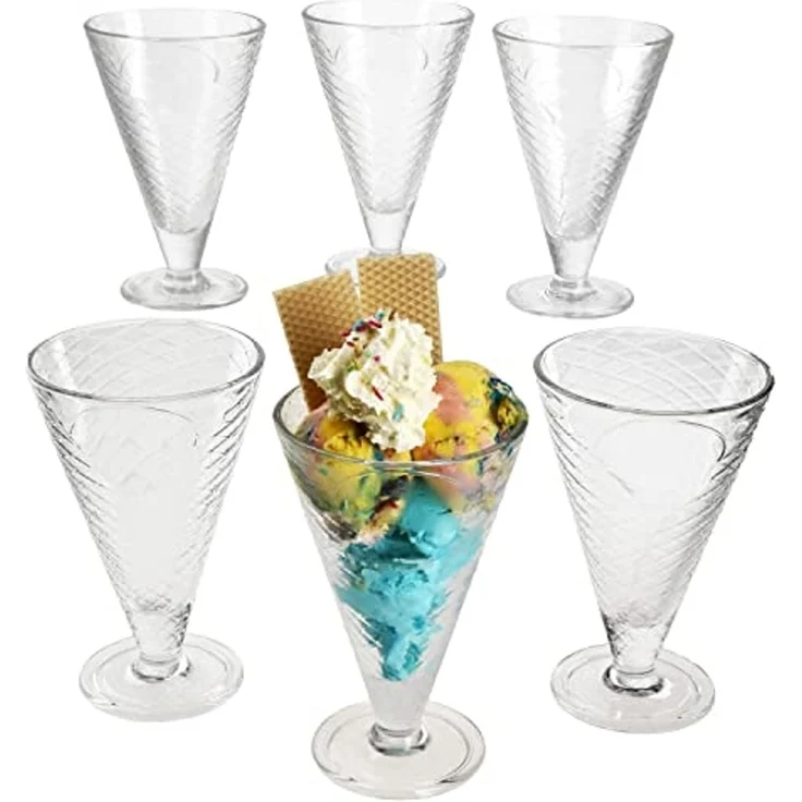 MamboCat Eisschale 6er Set COPA HELADO Eisbecher 340ml auf Fuß Glas - 31705, Glas – Bild 1