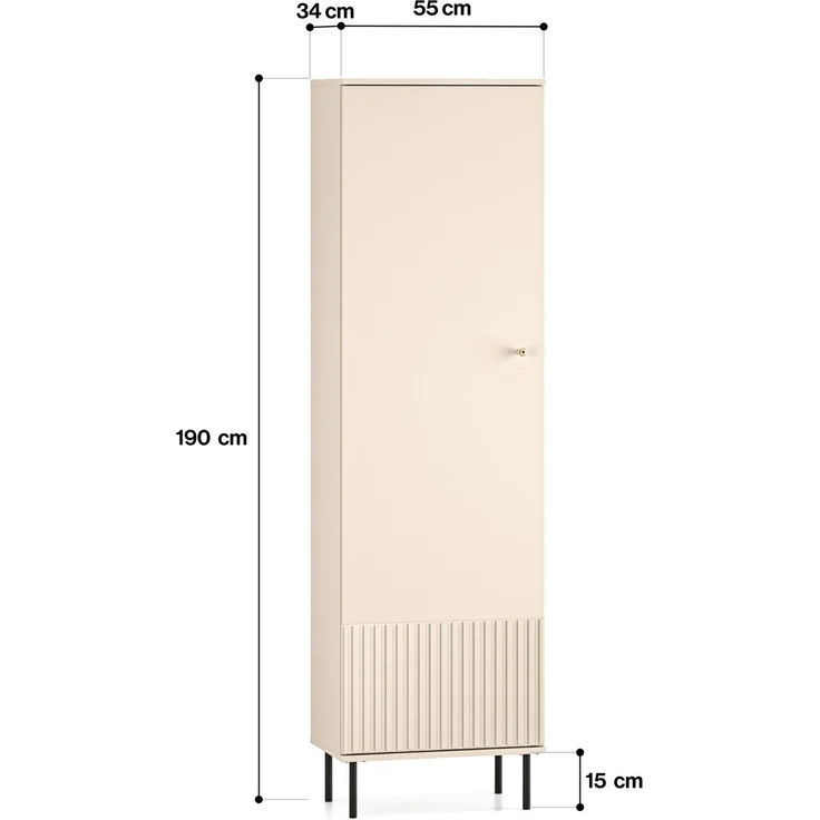 Selsey “Caletto’ Garderobenschrank eintürig, beige, ca. 190 x 55 x 34 cm – Bild 5