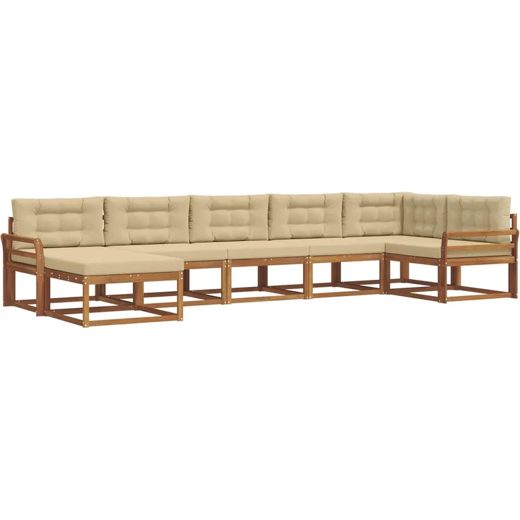 vidaXL Outdoor-Sofagarnitur 7 stk. 7-Sitzer Natur und Beige 3367896 – Bild 2