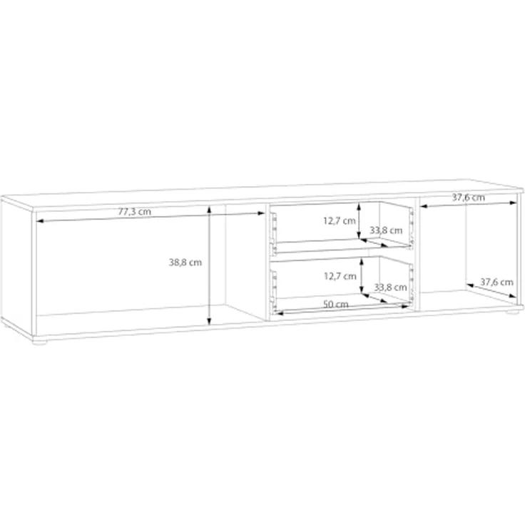 Forte IKOLI TV Schrank 180, modernes Lowboard mit 3 Türen und 2 Schubladen, Wohnzimmer, Holzwerkstoff, Weiß mit Artisan Eiche Holzdekor, 174,3 cm breit x 43,3 cm hoch x 41,3 cm tief – Bild 7