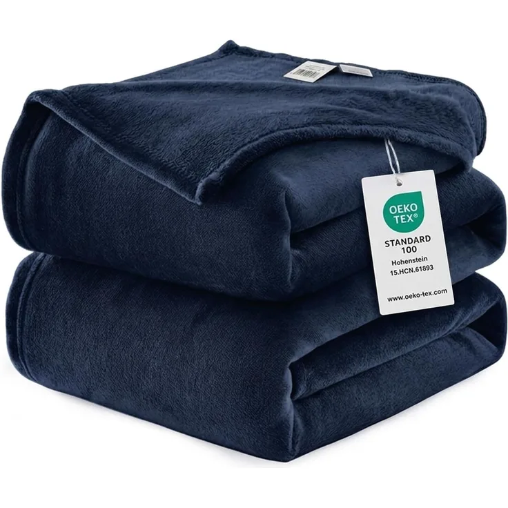 WAVVE Kuscheldecke Flauschig Decke Fleecedecke - Sofadecke 230x270 cm Wohndecke Couchdecke, Blau Decke Sofa Leicht, Groß Decke Riesig Sofaüberwurf Weich