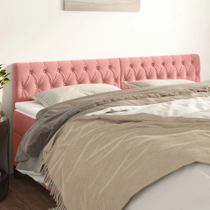 vidaXL Kopfteile 2 Stk. Rosa 90 x 7 x 78/88 cm Samt 346381 – Bild 1