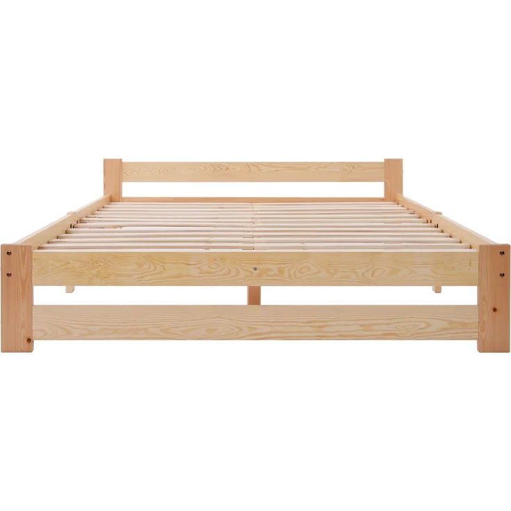Futonbett mit Kopfteil, Liegefläche 140×200 cm, Natur, mit Matratze – Bild 9