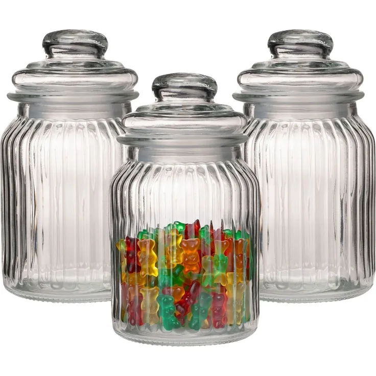Annastore Vorratsglas Vorratsglas mit Glasdeckel Bonbonglas Bonboniere Vorratsbehälter, Aufbewahrungsgläser, Vorratsglas mit Deckel