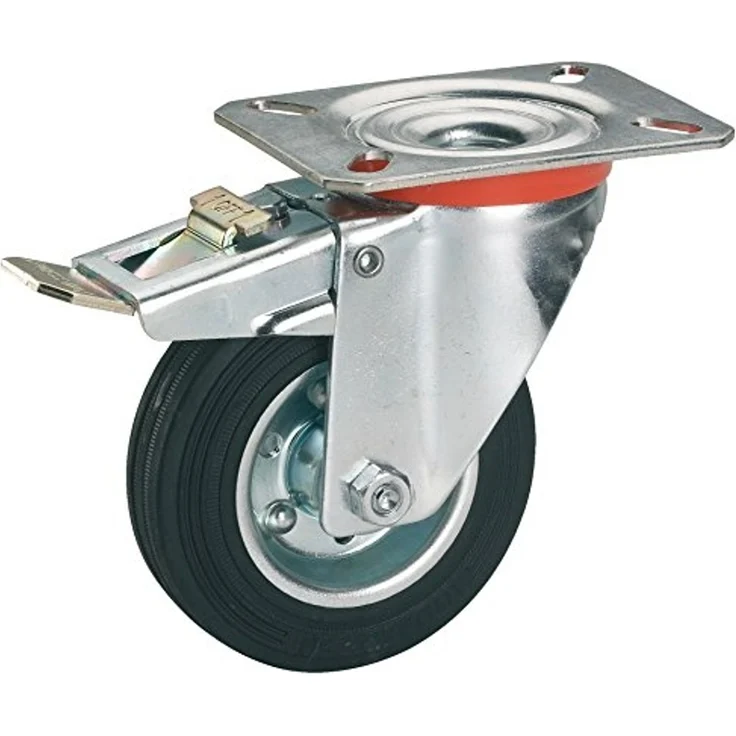 Lenkrolle mit Platte und Totalfeststeller 80 x 25 mm, Tragkr. 50 kg – Bild 1