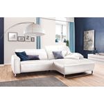 KAWOLA Sofa YORK Leder Life-line bianco Recamiere rechts Fuß Metall chrom 85 x 180 x 284 cm