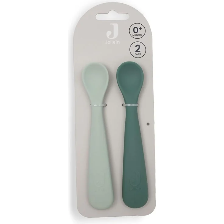 Jollein Silikon Baby Löffel - 2er Set - BPA-Frei - Jade Shades | Esslernlöffel Baby & Kleinkind, Spülmaschinengeeignet – Bild 3