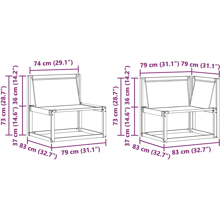 vidaXL Outdoor-Sofagarnitur 8 pcs Weiß und Hellgrau 79 x 79 x 37 cm 3388505 – Bild 8