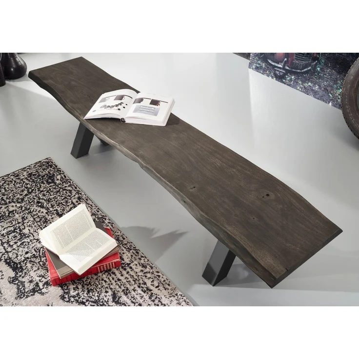 Bank Akazie 180x38x46 grau lackiert IRON LABEL #146 – Bild 2