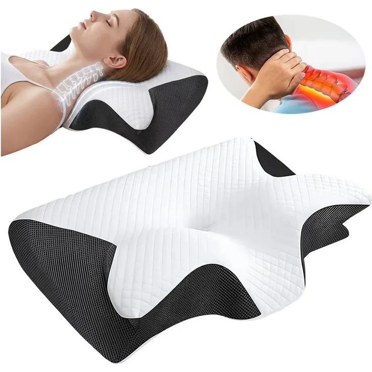 AKKEE Nackenstützkissen Orthopädisches Kissen Kopfkissen Nackenschmerzen aus Memory Foam, Ergonomisches