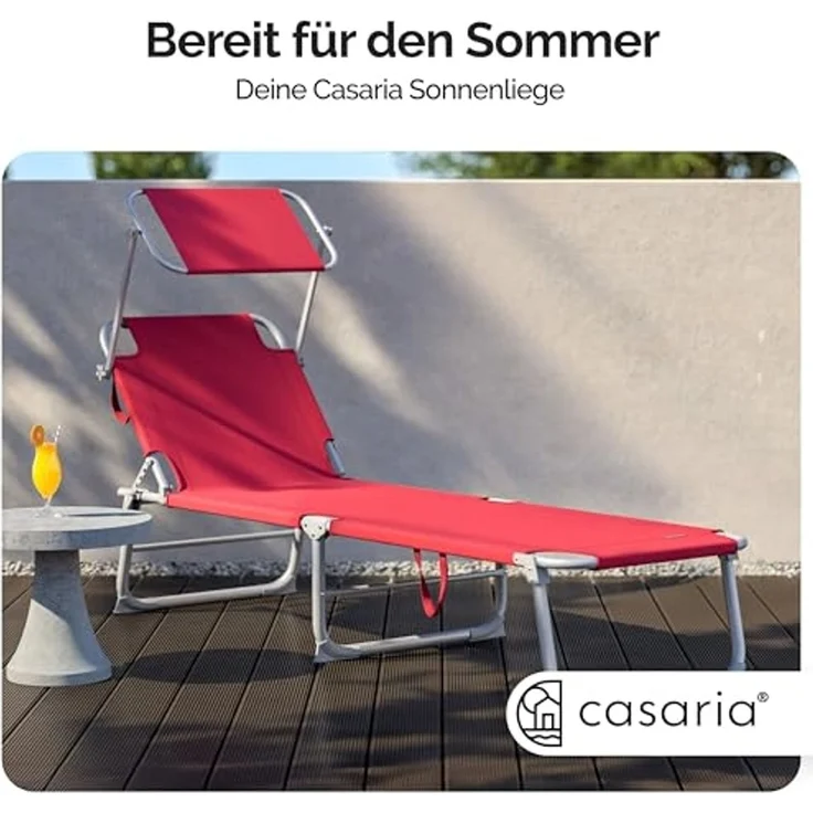 CASARIA® 2er-Set Sonnenliegen, mit Dach, klappbar, Gartenliege & Strandliege, orange – Bild 3