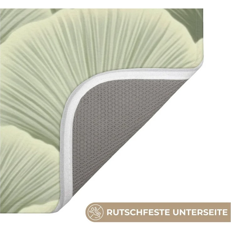 OnlyWow WC-Vorleger Fächer - Blatt - Grün, Höhe 10 mm, Polyester, U-Form, Vorleger mit Ausschnitt, Toilettenvorleger, Toilettenteppich – Bild 3