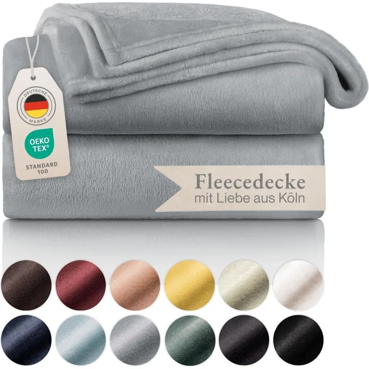 Blumtal Kuscheldecke aus Fleece - hochwertige Decke, Oeko-TEX® Zertifiziert in 220x240 cm, Kuscheldecke flauschig als Sofadecke, Tagesdecke oder Winterdecke, Grau