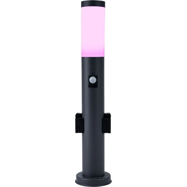RGB LED Stehleuchte, 2x Steckdosen, Bewegungsmelder, H 60 cm