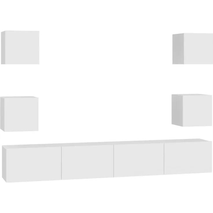 vidaXL 6-tlg. TV-Schrank-Set Weiß Spanplatte [3078663]
