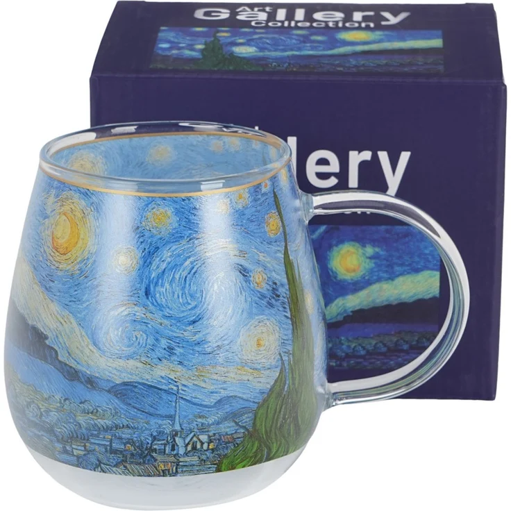 DUO ART GALLERY Glasbecher 530 ml STARRY NIGHT inspired by Van Gogh, Kristallglas – Bild 2