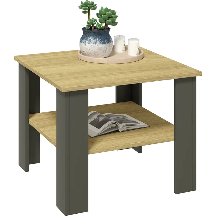 VCM Beistelltisch & Couchtisch Rolas 921267 Weiß / Anthrazit H. 44 x B. 55 x T. 55 cm