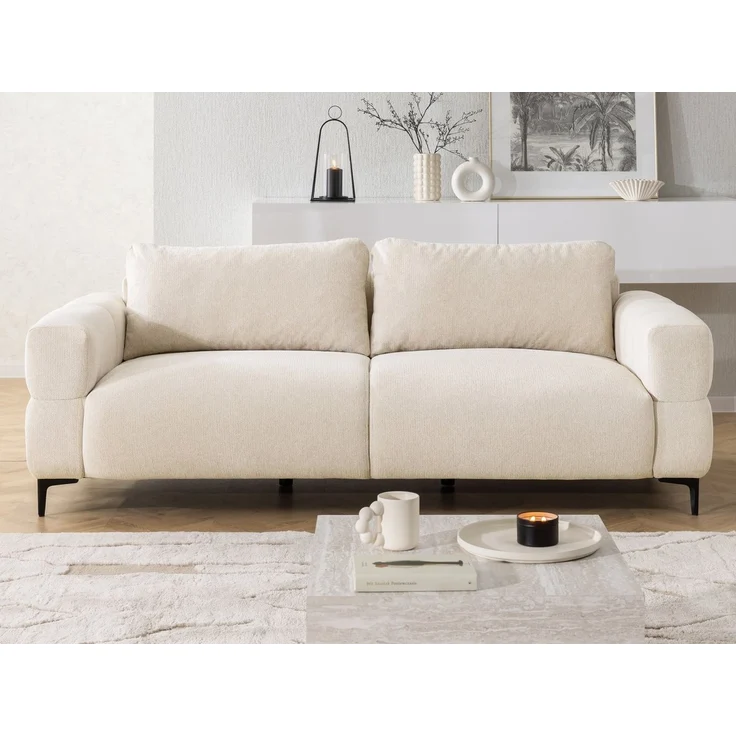 S-Style Möbel 3-Sitzer Sofa Cardea in Bubble-Optik aus weichem Strukturstoff, mit Wellenfederung und hohem Sitzkomfort