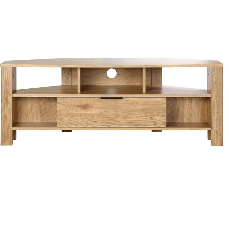 Casâme Eck-TV-Möbel 1 Schublade Eiche Dekor - L120 cm - Helles Holz