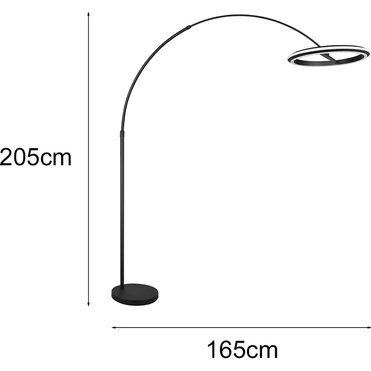 Große LED Bogenlampe AMADOR dimmbar aus Metall Schwarz, Höhe 205cm – Bild 4