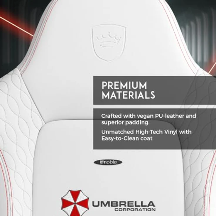 noblechairs HERO Gaming Stuhl - Resident Evil Umbrella Edition, PU-Kunstlederbezug in Schwarz und Weiß, ergonomisch verstellbar, bis 150 kg belastbar – Bild 8