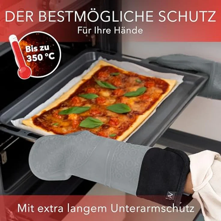 AVANA Topfhandschuhe Silikon Ofenhandschuhe Backhandschuhe Kochhandschuhe, (1 Paar Ofenhandschuhe aus Silikon), weiches Baumwoll-Innenfutter, Anti-Rutsch, Hitzebeständig bis 350°C – Bild 4