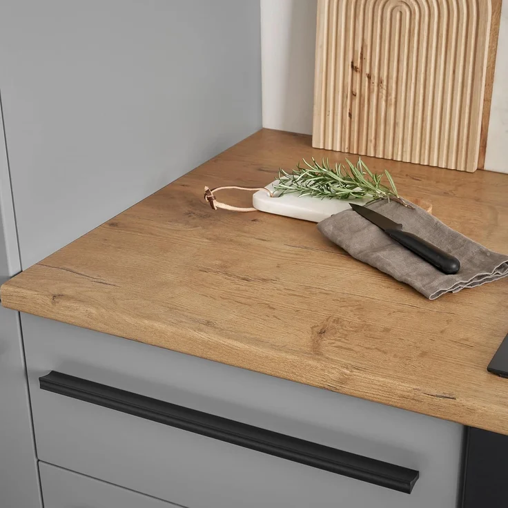Stella Trading Denver Einbauschrank für Kühlschrank in Grau - Geräumiger Hochschrank Küchenschrank mit viel Stauraum - 60 x 211 x 57 cm (B/H/T) – Bild 5