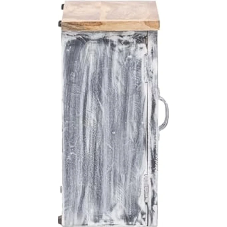 Spiegelschrank Badschrank massivum Santa Cruz grau 52x50x23 Mango Holz Landhaus-Stil Boho Hängeschrank mit Spiegel Badmöbel Stauraum – Bild 7