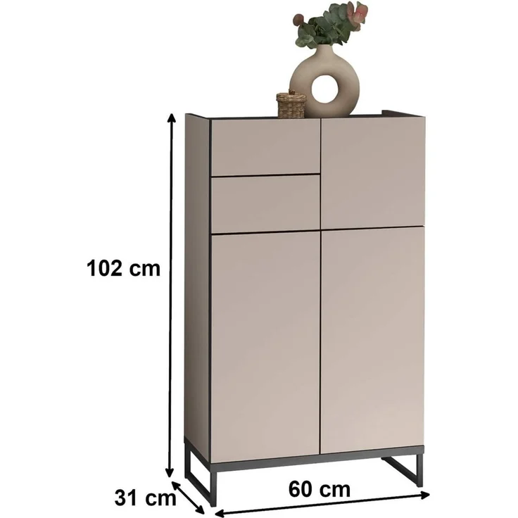 moebel-dich-auf Highboard VENEZIA (Badezimmer Midischrankin kaschmir 60 cm breit), push to open – Bild 2