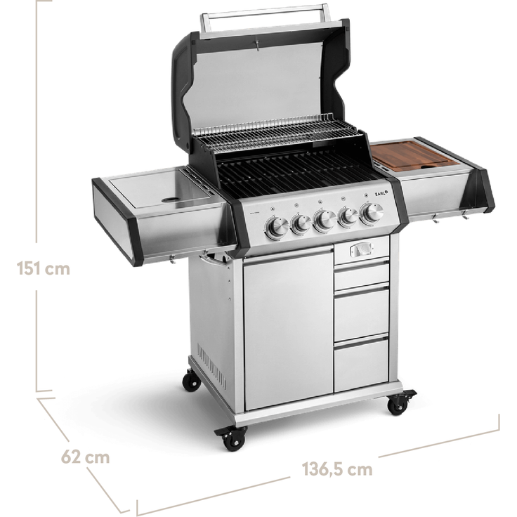 BURNHARD® Gasgrill 3-Brenner inkl. Heckbrenner, mit Gusseisen Grillrost & inkl. stabiler Abdeckhaube, Seitenkochfeld mit Infrarot Keramikbrenner, Schwarz - EARL - Schwarz - #946394 – Bild 2