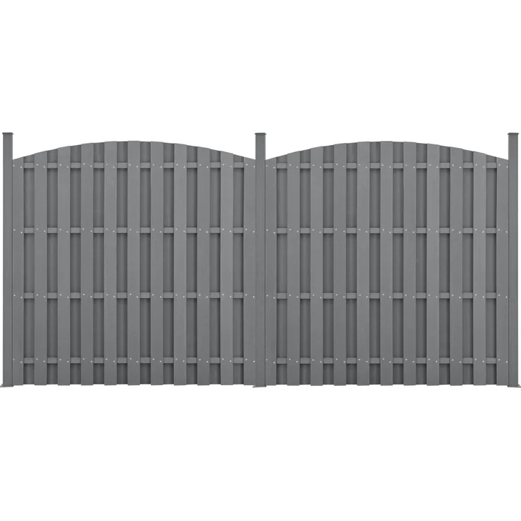 WPC Gartenzaun mit Rundbogen 185x376 cm Grau [neu. holz] – Bild 2