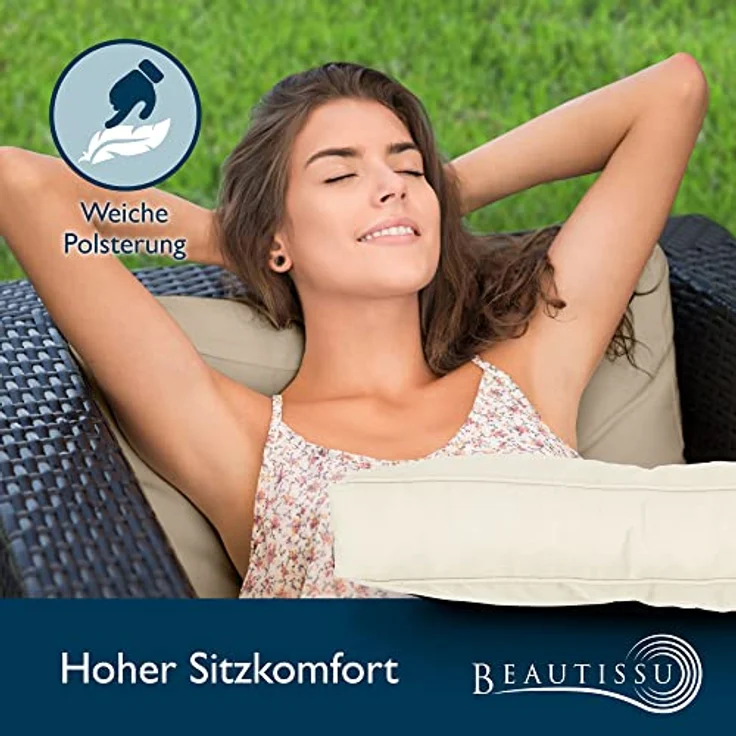 Beautissu Loungekissen Xluna Sitz Natur, 40 x 40 x 10 cm – Bild 7