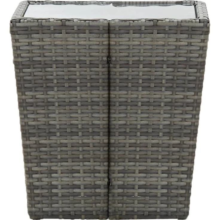Gartentisch, Beistelltisch, Balkontisch Grau 41,5x41,5x43 cm Poly Rattan und Hartglas – Bild 3