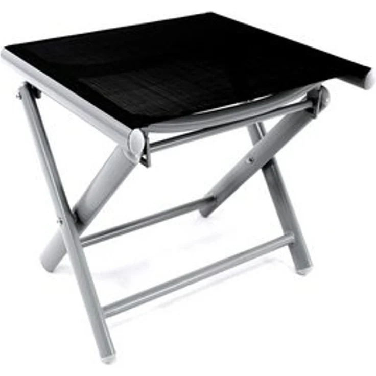 Mojawo Garten Klapphocker / Fußhocker, Metall silbergrau / Textilen schwarz, 48 x 43 x 40 cm – Bild 5