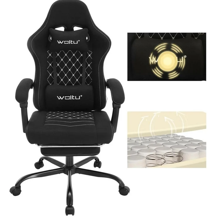 Woltu Gaming-Stuhl (1 St), mit Massagefunktion, ergonomisch, 150 kg, Netzstoff – Bild 5