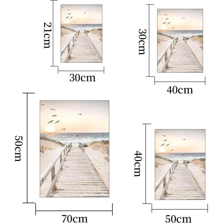 Poster Set 3teilig Küstenstrand Seevogel Pampasgras Boho A 21x30cm – Bild 6