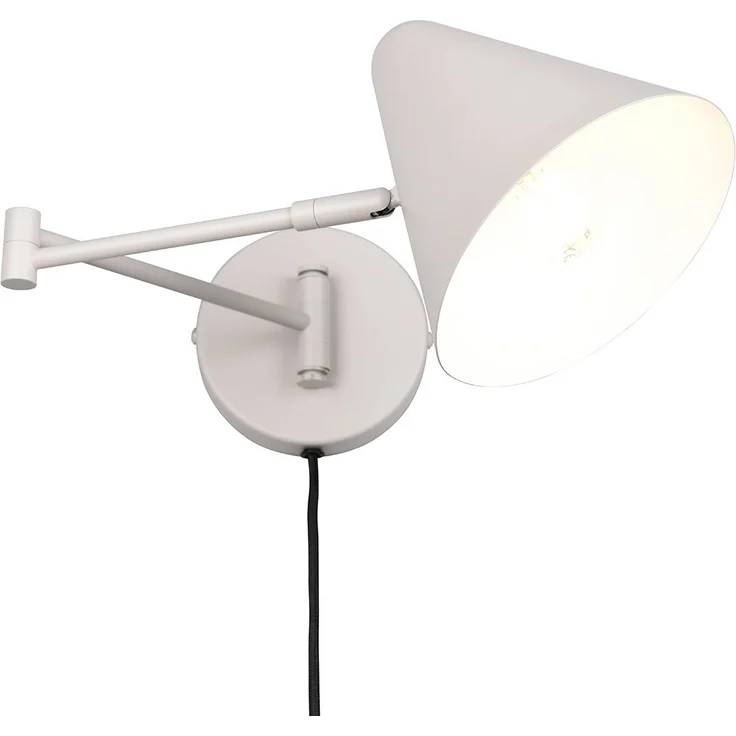 Wandleuchte COSIMA mit Stecker, Schalter und Schwenkarm, Hellgrau, Höhe 16cm – Bild 2